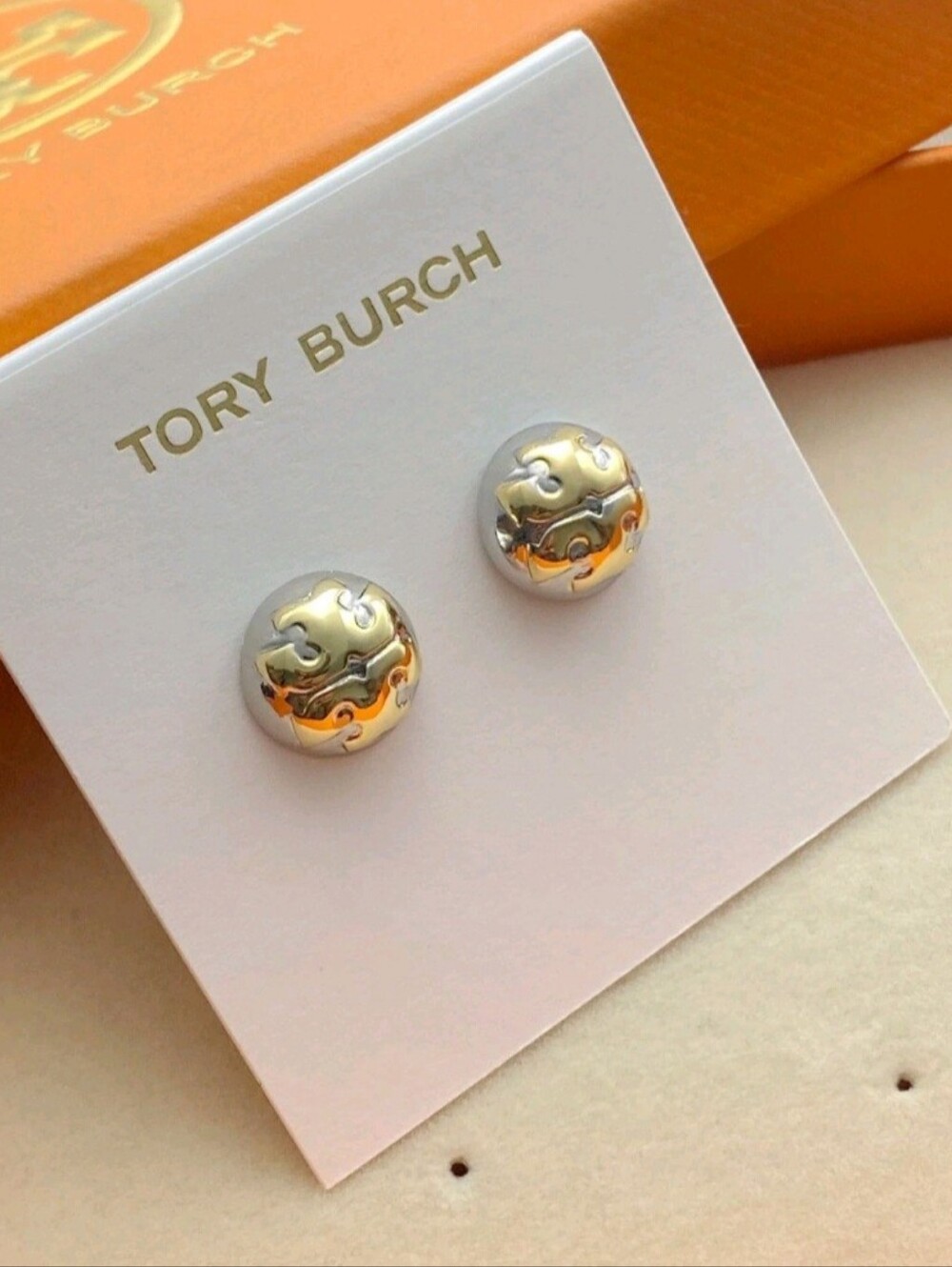 Two-Tone Gold and Silver Scroll Stud Earrings